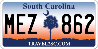 SC license plate MEZ862