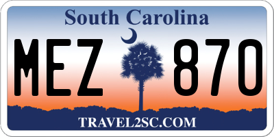 SC license plate MEZ870