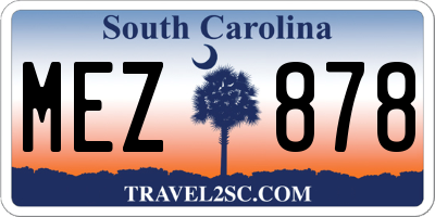 SC license plate MEZ878