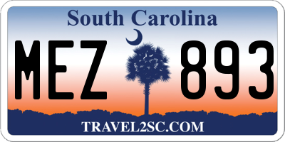 SC license plate MEZ893