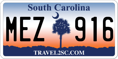 SC license plate MEZ916
