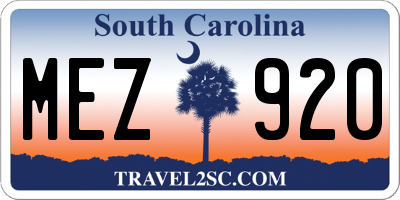 SC license plate MEZ920