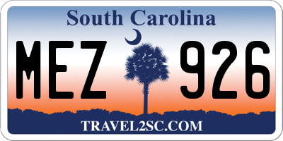 SC license plate MEZ926