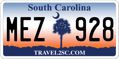 SC license plate MEZ928