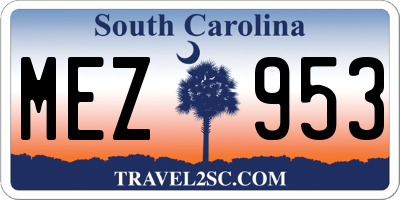 SC license plate MEZ953