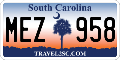 SC license plate MEZ958