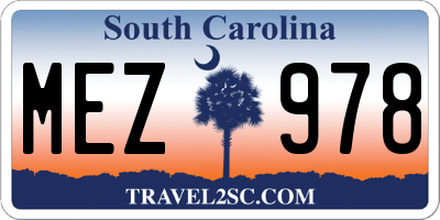 SC license plate MEZ978
