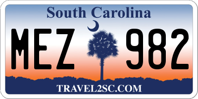 SC license plate MEZ982