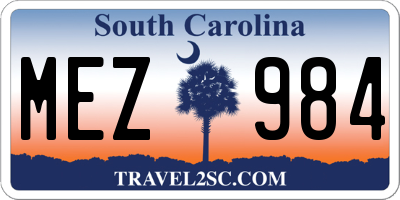 SC license plate MEZ984