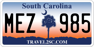 SC license plate MEZ985