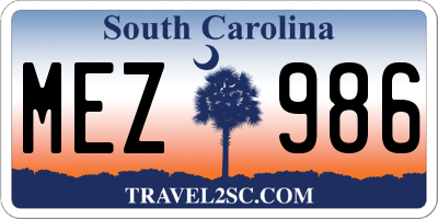 SC license plate MEZ986