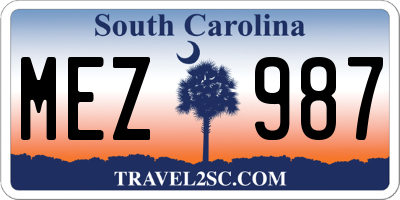 SC license plate MEZ987