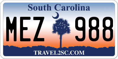 SC license plate MEZ988