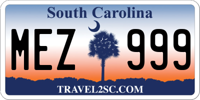SC license plate MEZ999