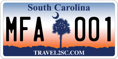 SC license plate MFA001