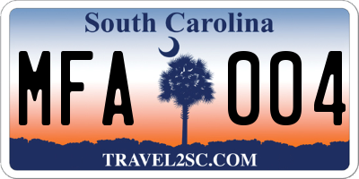 SC license plate MFA004