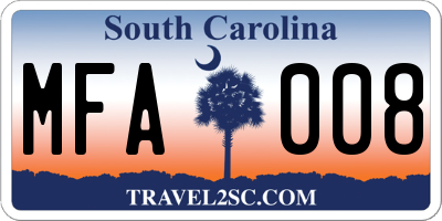 SC license plate MFA008