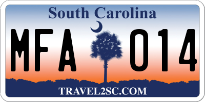 SC license plate MFA014
