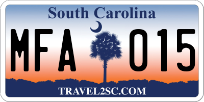 SC license plate MFA015