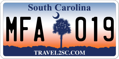 SC license plate MFA019