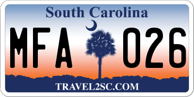 SC license plate MFA026