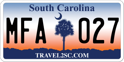 SC license plate MFA027