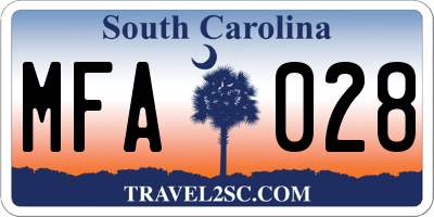 SC license plate MFA028