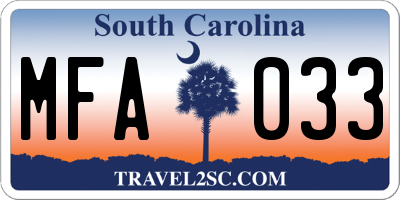 SC license plate MFA033