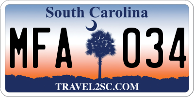 SC license plate MFA034