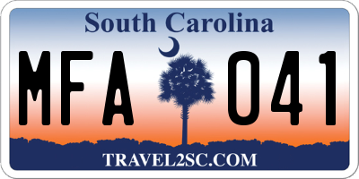 SC license plate MFA041