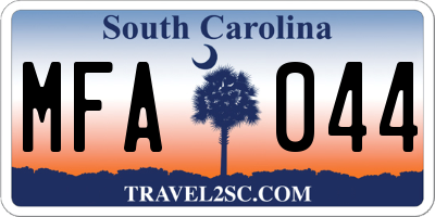SC license plate MFA044