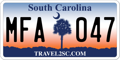 SC license plate MFA047