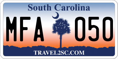 SC license plate MFA050