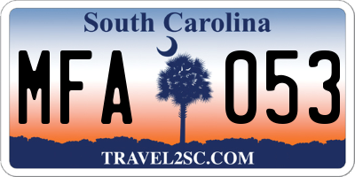 SC license plate MFA053