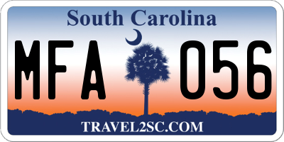 SC license plate MFA056