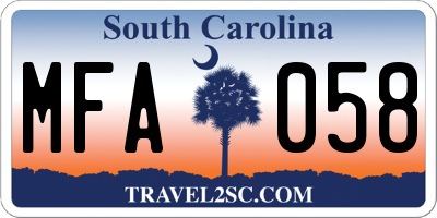 SC license plate MFA058