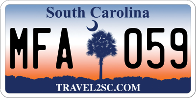SC license plate MFA059