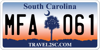 SC license plate MFA061