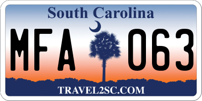 SC license plate MFA063