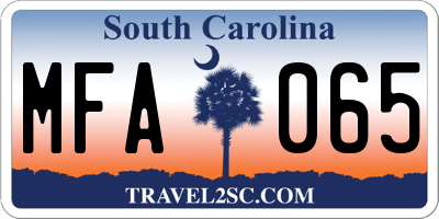 SC license plate MFA065