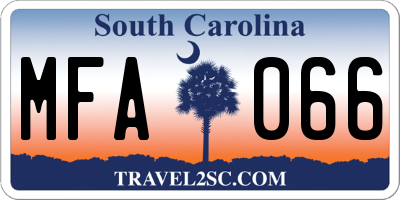SC license plate MFA066