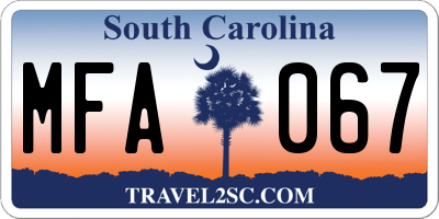 SC license plate MFA067