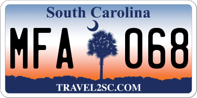 SC license plate MFA068
