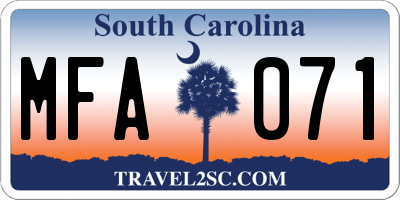 SC license plate MFA071