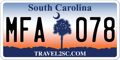 SC license plate MFA078