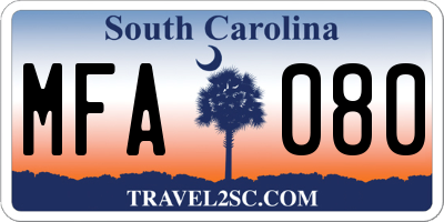 SC license plate MFA080