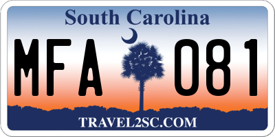 SC license plate MFA081
