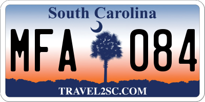 SC license plate MFA084