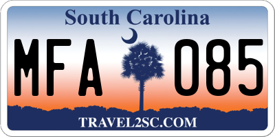 SC license plate MFA085