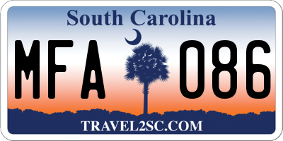 SC license plate MFA086